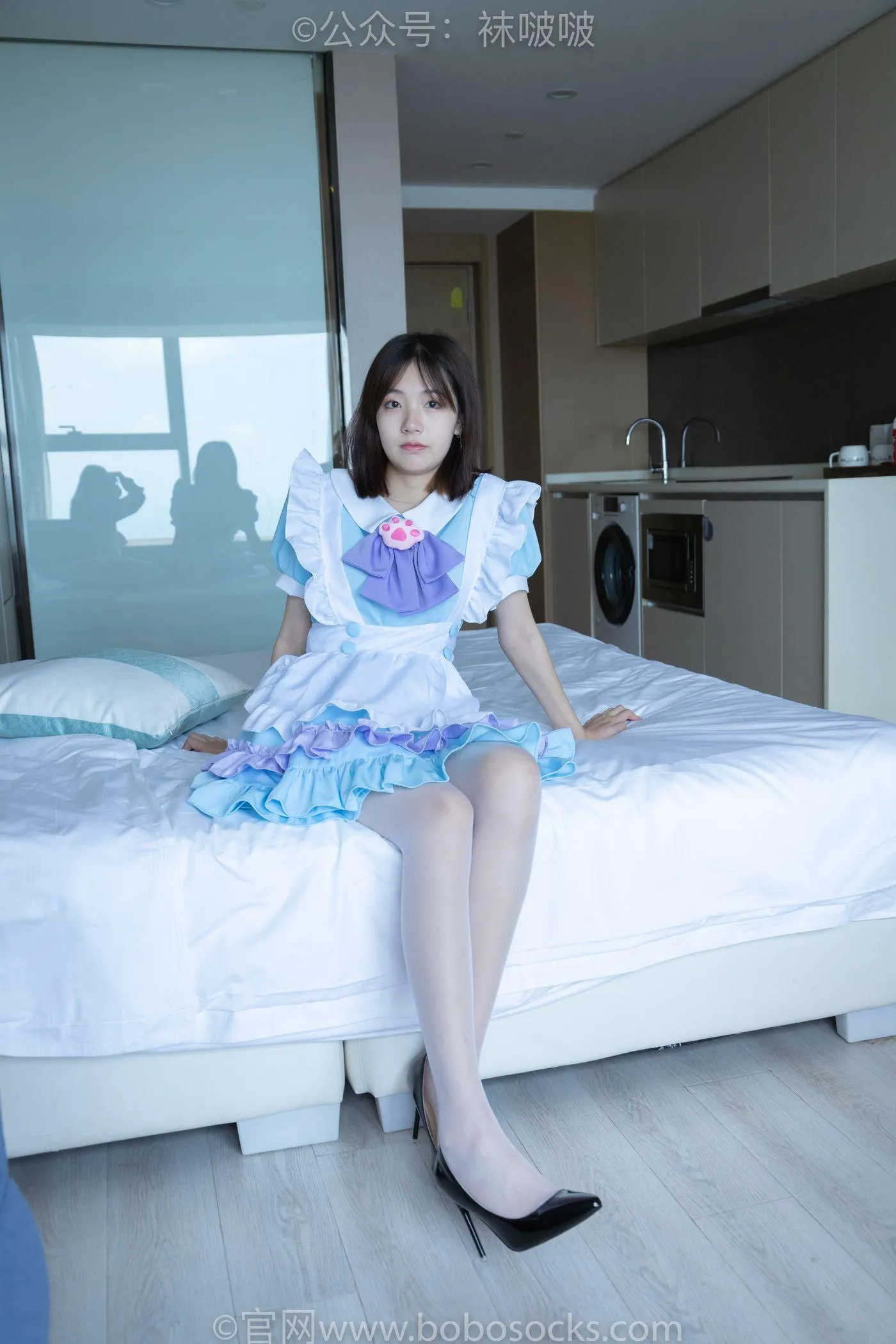 [BoBoSocks袜啵啵]NO.066 小甜豆-女仆装、高跟鞋、薄白丝 [134P]插图6